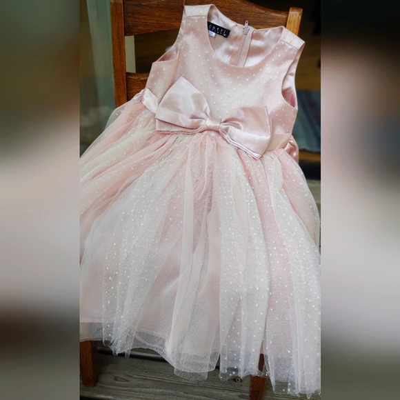 Toddler formal/dress-up dress, pink, tuile, bows, zipper closure, 3T, Italian - Picture 1 of 6